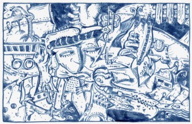 Tekening getiteld "Les deux marins." door Jean-Bernard Fenouillas, Origineel Kunstwerk, Inkt