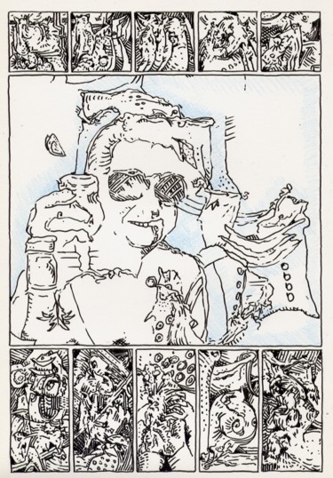Zeichnungen mit dem Titel "Les fruits de mer." von Jean-Bernard Fenouillas, Original-Kunstwerk, Tinte