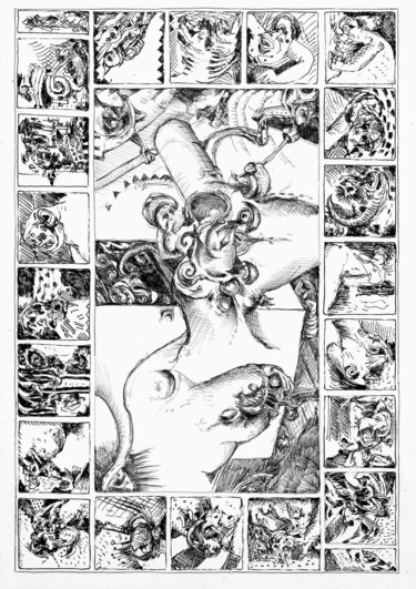 Desenho intitulada "Les hauts et les ba…" por Jean-Bernard Fenouillas, Obras de arte originais, Canetac de aerossol