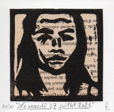 Printmaking titled "Le mardi 27 juillet…" by Jean-Bernard Fenouillas, Original Artwork, Xylography