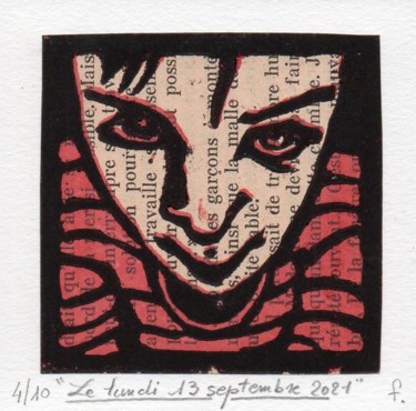 Gravures & estampes intitulée "Le lundi 13 septemb…" par Jean-Bernard Fenouillas, Œuvre d'art originale, Xylographie