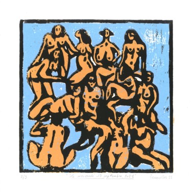 Incisioni, stampe intitolato "Le mercredi 15 sept…" da Jean-Bernard Fenouillas, Opera d'arte originale, Xilografia