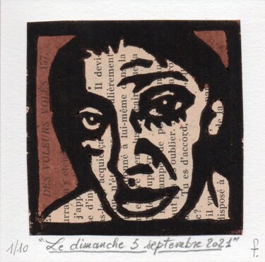 Druckgrafik mit dem Titel "Le dimanche 5 septe…" von Jean-Bernard Fenouillas, Original-Kunstwerk, Holzschnitt