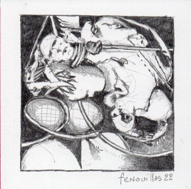 Zeichnungen mit dem Titel "A l'œil." von Jean-Bernard Fenouillas, Original-Kunstwerk, Conté-Buntstifte
