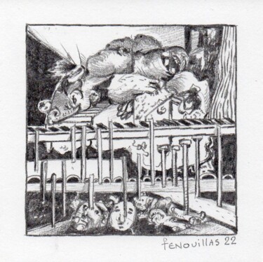 Zeichnungen mit dem Titel "A partir de là." von Jean-Bernard Fenouillas, Original-Kunstwerk, Graphit