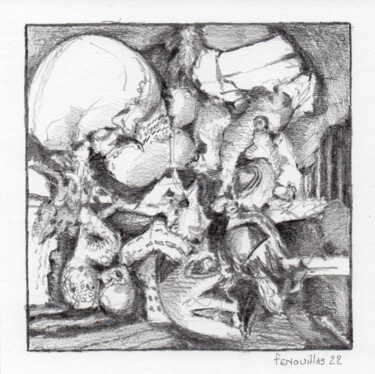 Zeichnungen mit dem Titel "En passant par là" von Jean-Bernard Fenouillas, Original-Kunstwerk, Graphit