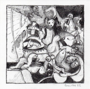 Zeichnungen mit dem Titel "Aux petits matins." von Jean-Bernard Fenouillas, Original-Kunstwerk, Graphit