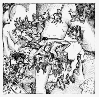 Dessin intitulée "Chavirement. 02.08" par Jean-Bernard Fenouillas, Œuvre d'art originale, Stylo à bille