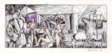 Dessin intitulée "Braves bêtes. 06.15" par Jean-Bernard Fenouillas, Œuvre d'art originale, Stylo à bille