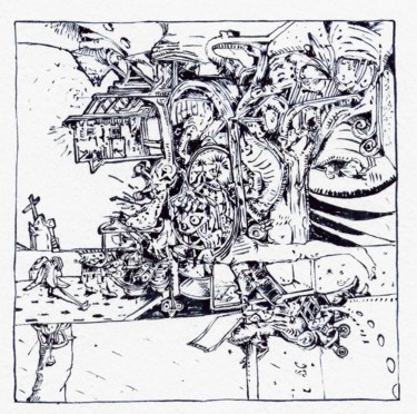 Σχέδιο με τίτλο "Comme un château de…" από Jean-Bernard Fenouillas, Αυθεντικά έργα τέχνης, Μελάνι