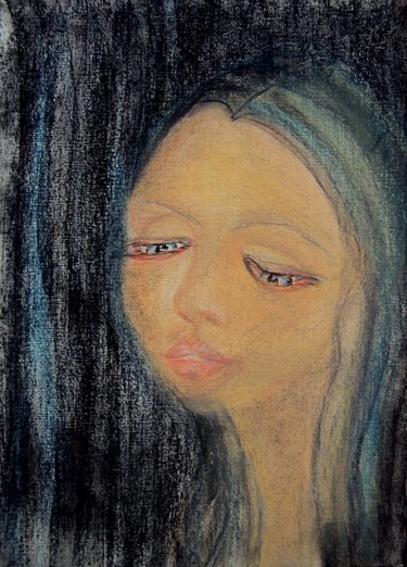 Drawing titled "Женский портрет." by Irina Dubinina, Original Artwork, Pastel