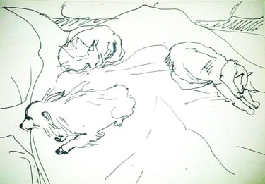 Рисунок под названием "Трио." - Irina Dubinina, Подлинное произведение искусства, Шариковая ручка