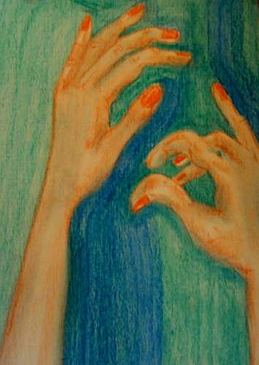 Drawing titled "Руки." by Irina Dubinina, Original Artwork, Pastel
