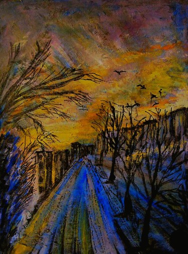 Картина под названием "Холодно, слякотно,…" - Irina Dubinina, Подлинное произведение искусства, Другой