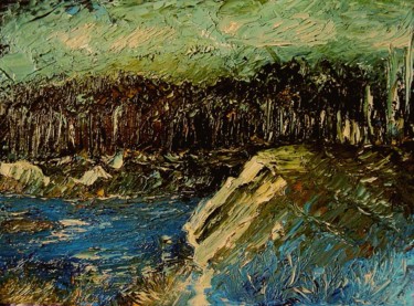 Painting titled "Грустный пейзаж." by Irina Dubinina, Original Artwork, Oil