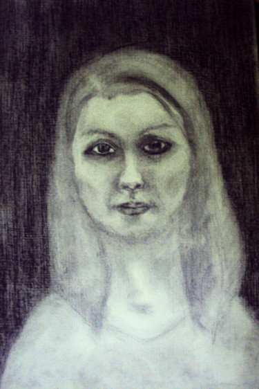 Drawing titled "Я и зеркало." by Irina Dubinina, Original Artwork, Charcoal