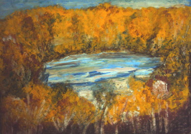 Картина под названием "Осень над озером." - Irina Dubinina, Подлинное произведение искусства, Другой