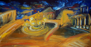 Картина под названием "Площадь." - Irina Dubinina, Подлинное произведение искусства, Темпера