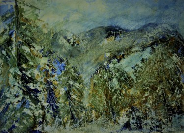Painting titled "Синие горы." by Irina Dubinina, Original Artwork, Other