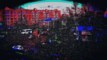 Digitale Kunst mit dem Titel "Ночь, город, снегоп…" von Irina Dubinina, Original-Kunstwerk, 2D digitale Arbeit