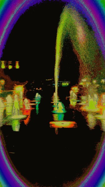 Цифровое искусство под названием "Фонтан в ночи." - Irina Dubinina, Подлинное произведение искусства, 2D Цифровая Работа