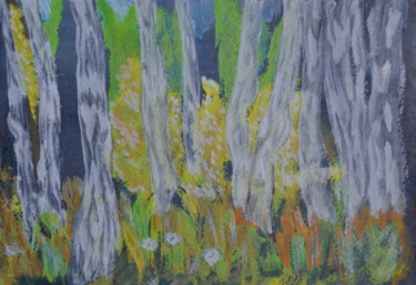 Картина под названием "Ночь в лесу." - Irina Dubinina, Подлинное произведение искусства, Гуашь