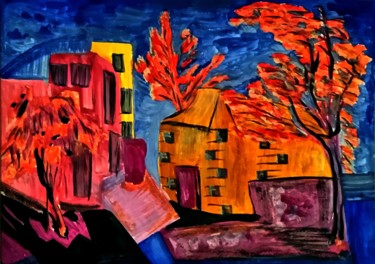 Картина под названием "Городской пейзаж." - Irina Dubinina, Подлинное произведение искусства, Гуашь