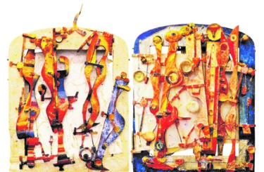 Scultura intitolato "Мелодия Любви. Тане…" da Leonid Feodor, Opera d'arte originale, Legno Montato su Pannello di legno