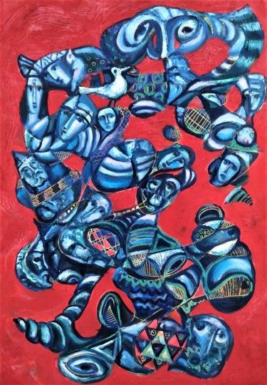 Картина под названием "Клубок Явлений" - Леонид Феодор, Подлинное произведение искусства, Масло Установлен на Деревянная рам…