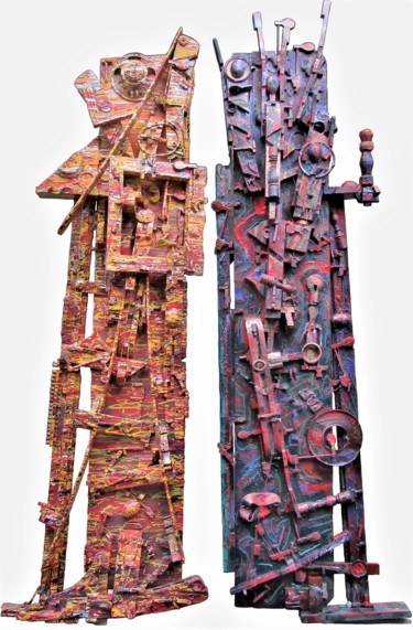 Skulptur mit dem Titel "Рок-тектонический м…" von Leonid Feodor, Original-Kunstwerk, Holz
