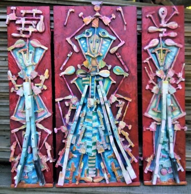 Escultura intitulada "Карнавал. Королева…" por Leonid Feodor, Obras de arte originais, Madeira
