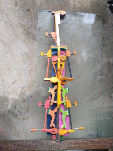 Скульптура под названием "ИнО музыкант с иной…" - Леонид Феодор, Подлинное произведение искусства, Дерево