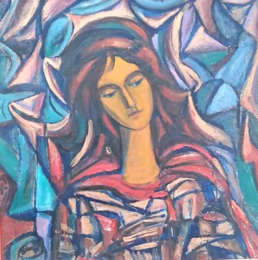 Картина под названием "ОрлеанскаяДева" - Леонид Феодор, Подлинное произведение искусства, Масло Установлен на Деревянная пан…
