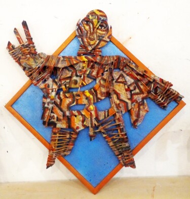 Escultura intitulada "Солнце-Хорс" por Leonid Feodor, Obras de arte originais, Madeira