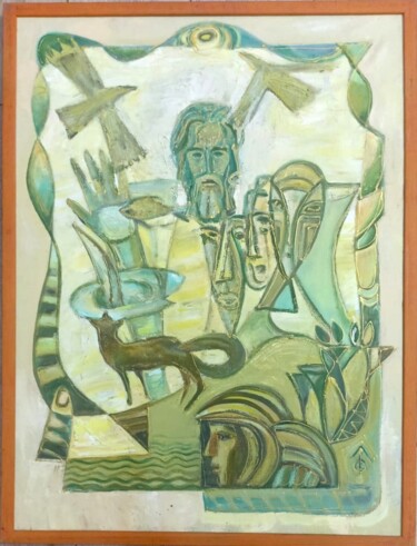 Картина под названием "Боян-песнотворец" - Леонид Феодор, Подлинное произведение искусства, Масло