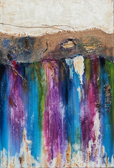 Schilderij getiteld "Cascade de couleurs" door Feray, Origineel Kunstwerk, Acryl