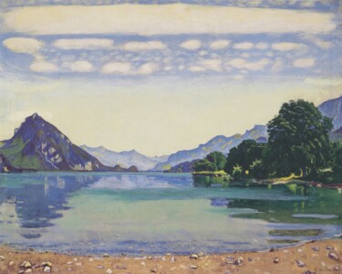 Malarstwo zatytułowany „Le lac de Thoune vu…” autorstwa Ferdinand Hodler, Oryginalna praca, Olej