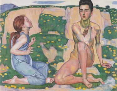 Ζωγραφική με τίτλο "Le printemps" από Ferdinand Hodler, Αυθεντικά έργα τέχνης, Λάδι