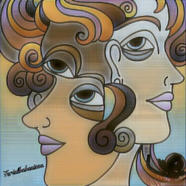 Peinture intitulée "Jumelles" par Ferial Babaaissa, Œuvre d'art originale, Acrylique