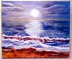 Peinture intitulée "clair de lune en mer" par Jean Pierre Ferenkak, Œuvre d'art originale, Huile
