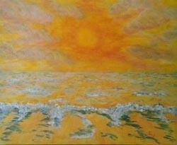 Peinture intitulée "coucher de soleil 4" par Jean Pierre Ferenkak, Œuvre d'art originale, Huile