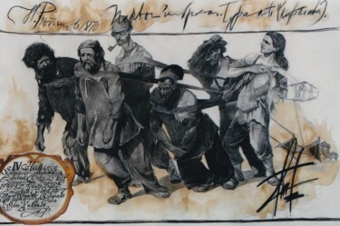 Tekening getiteld "Serie "Del Periplo…" door Fermin Fleites, Origineel Kunstwerk, Houtskool