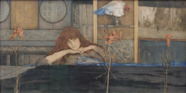 Peinture intitulée "Je verrouille ma po…" par Fernand Khnopff, Œuvre d'art originale, Huile