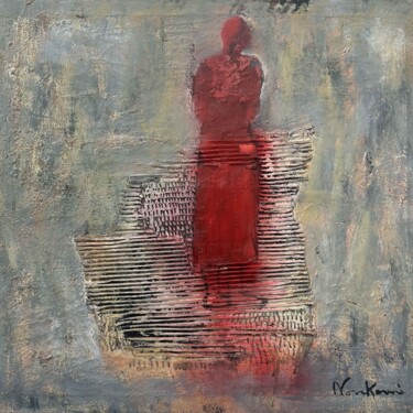 Painting titled "Personnage Rouge" by Fernand Nonkouni, Original Artwork, Acrylic