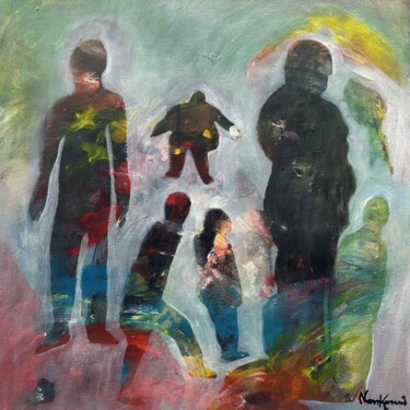 Schilderij getiteld "Piliers humains" door Fernand Nonkouni, Origineel Kunstwerk, Acryl