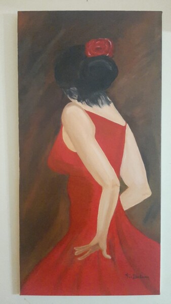 Malerei mit dem Titel "Flamenca" von Fernanda Bolivar, Original-Kunstwerk, Öl