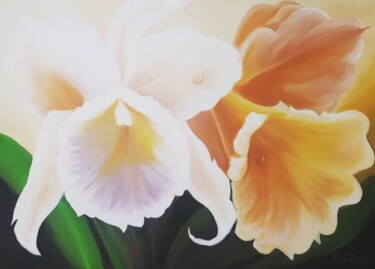 Pintura intitulada "Orchids" por Fernanda Bolivar, Obras de arte originais, Óleo Montado em Armação em madeira