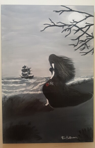 Pintura titulada "A dama e o mar" por Fernanda Bolivar, Obra de arte original, Oleo