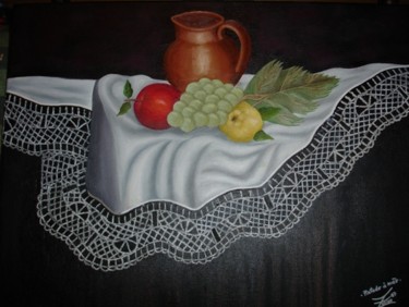 Painting titled "Fruta sobre a mesa" by Fernanda Lérias, Original Artwork