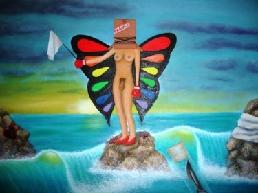 Painting titled "A frágil borboleta" by Fernanda Lérias, Original Artwork